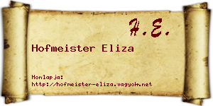 Hofmeister Eliza névjegykártya
